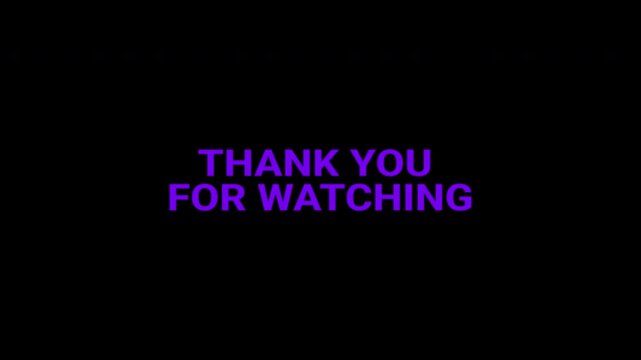 thanks for watching reveal text animation on black background