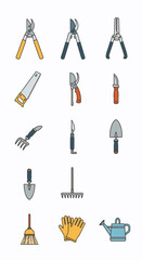 Gardening Tools and Equipment Set Illustration.