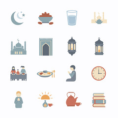 Islamic Symbols and Icons Collection Illustration.