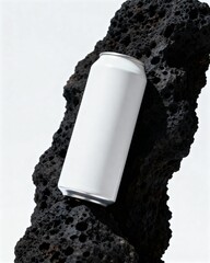 Professional mockup combining cans and coral rocks.