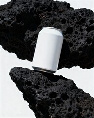 Professional mockup combining cans and coral rocks.