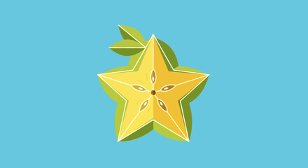 Obraz premium Creative and colorful starfruit illustration with a vibrant background embodying tropical fruit