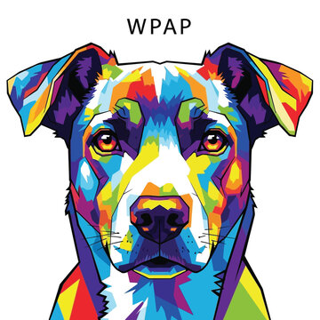 WPAP Style Portrait of a Colorful Dog.