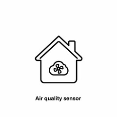 Simple Line Art Air Quality Sensor House Icon.