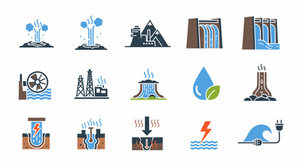 Renewable Energy Icons Set for Sustainable Power.