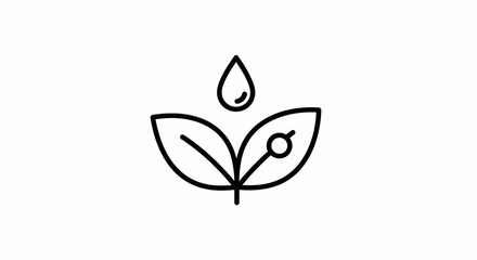 Simple Line Art Sprouting Seedling Logo Design.