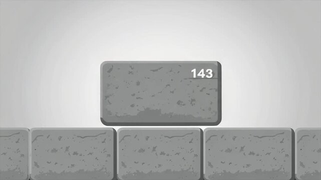 Animated stone blocks with the number 143, perfect for backgrounds or graphics