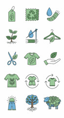 Sustainable Fashion Icons and Eco Friendly Symbols.