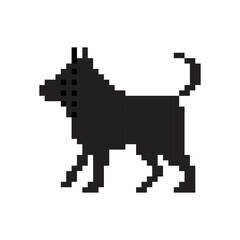 Obraz premium Pixel Art Dog Silhouette Isolated on White Background