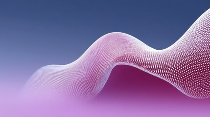 Fototapeta premium Abstract 3D Wave Form with Dots in Gradient Background Reflecting Modern Design and Technology Concepts for Creative Projects