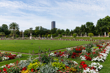 Obraz premium View of the Tour Montparnasse from the Luxembourg Gardens. 
