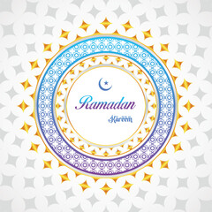 Naklejka premium ramadan kareem Elegant White, blue gradient and golden Luxury Ornamental Background for banner, poster and more