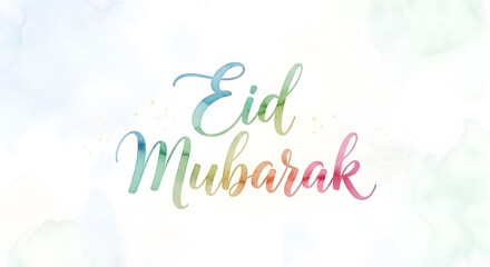 Naklejka premium Eid mubarak greeting card with colorful typography