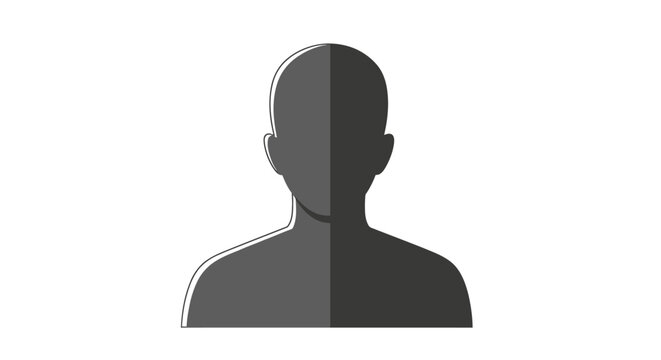 Stylized Human Silhouette Vector Icon with Shadow Effect on White Background