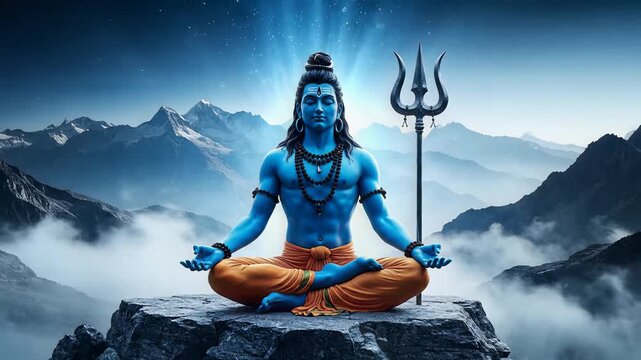 Lord Shiva Meditating in the Himalayas Digital Art Mahashivratri
