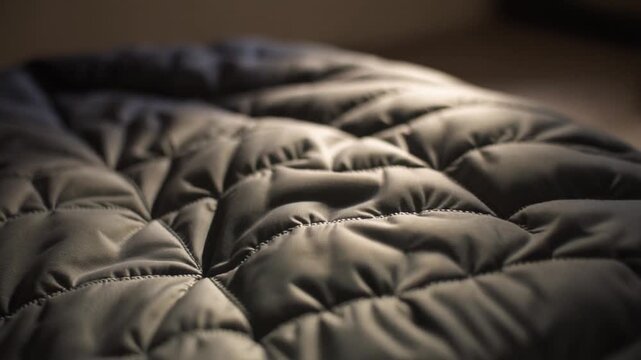 Close-up Quilted Pattern Fabric Texture with a Smooth and Soft Material