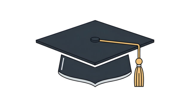 Graduation mortarboard cap vector art on transparent background for academic success and university commencement ceremony projects.
