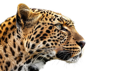 Obraz premium Side Profile Portrait of a Leopard on a Transparent Background or PNG.