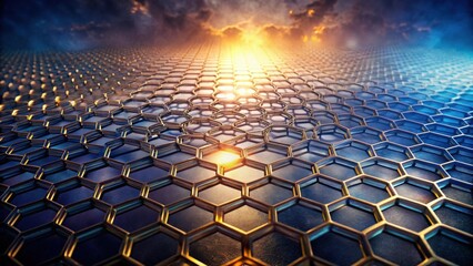 Abstract Hexagonal Grid Structure Underneath a Dramatic Sky