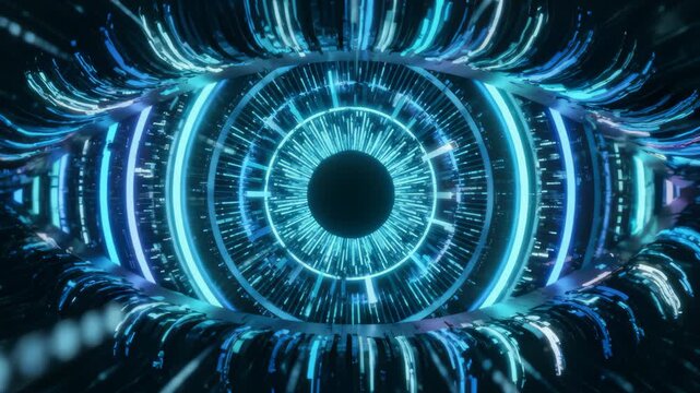 Eye Symbolizes Future Technology With Circuit and Binary Code