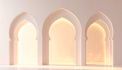 Fototapeta premium Three arches with light shining through them