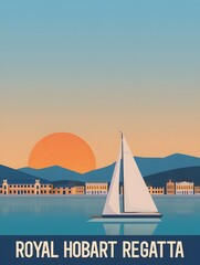 Fototapeta premium Serene sunset at royal hobart regatta