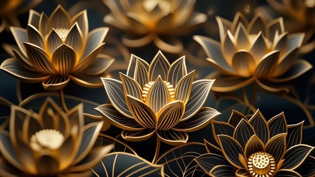 Elegant Golden Lotus Flower Pattern Background for Relaxation and Meditation