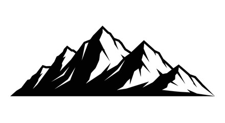 Abstract Black Mountain Range Silhouette Vector Illustration on White Background