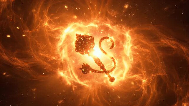 Lord Hanuman Inspired Divine Background Powerful Warm Orange Glow Radiance