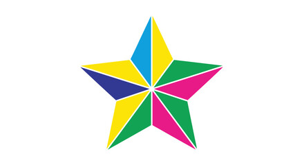 Fototapeta premium Dynamic multicolored star illustration, featuring a polygonal and modern aesthetic perfect for logos, emblems, and creative design elements
