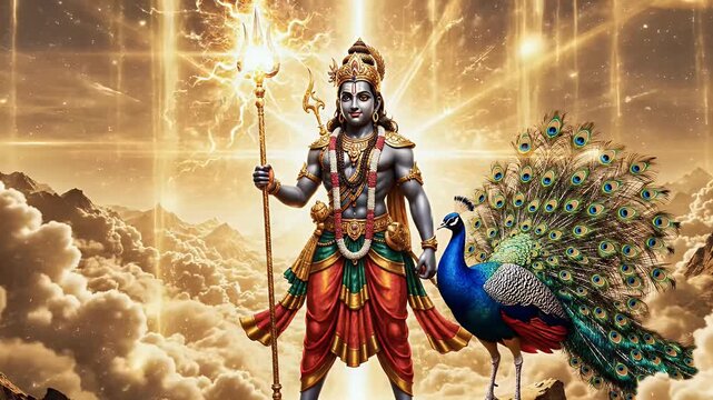 Lord Kartikeya Devotional Radiant Golden Light Youthful Divine Warrior Energy