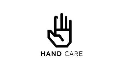 Fototapeta premium Minimalist Hand Care Logo with Open Palm Icon and Text