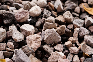 pile of stones. Small stones for the background, close up