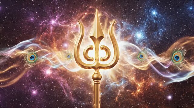 Lord Murugan Abstract Spiritual Flowing Radiant Light Waves Serene Powerful Mood