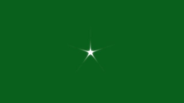 Sparkle twinkle star animation featuring white cartoon flat vector doodles, shimmering glitter shine and blinking light effect,glowing motion on green screen background for festive night sky 4K overly