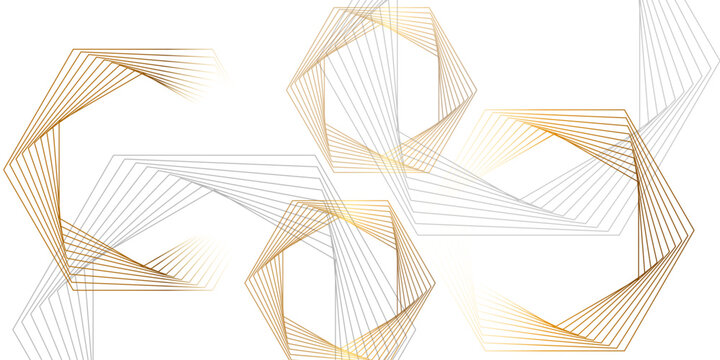 Elegant modern abstract gold and silver geometric line pattern on a pristine white background isolated on transparent background, Vector, illustration