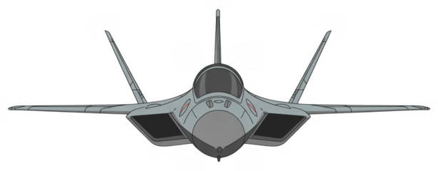 Gray fighter jet airplane aircraft isolated on a transparent background