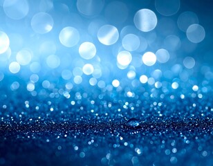 A blue background with white bokeh lights and sparkles