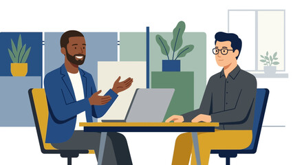Fototapeta premium Business Meeting Between Two Professionals in Office Setting