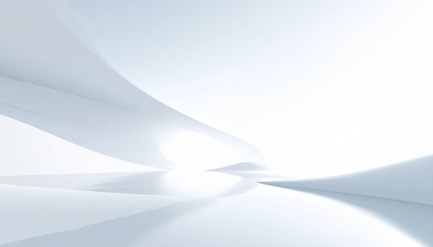 Pristine white abstract background with soft ethereal light reflections and smooth liquid waves for luxury skincare landing page