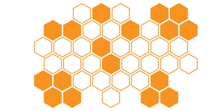 simple orange outline and fill honeycomb pattern art for banner poster background.