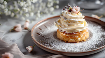 Elegant dessert with soft cream texture, perfect for special occasions