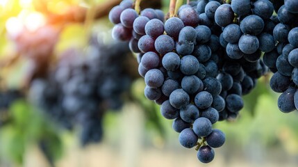 malbec. A cluster of ripe Malbec grapes with thick dark bloom in morning light. menu design, packaging mockups, designed for food delivery and cloud-kitchen brand materials, used by media buyers.