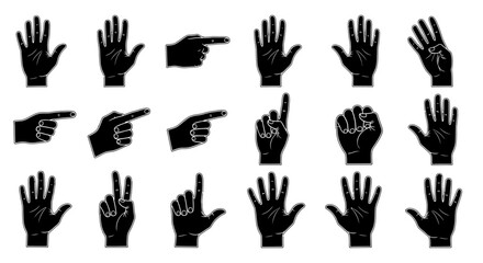 Fototapeta premium Collection of Diverse Hand Gestures and Counting Signs Isolated on White