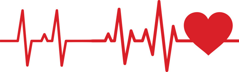 Heart beat pulse line with love symbol for medical health care cardiology branding vector illustration design