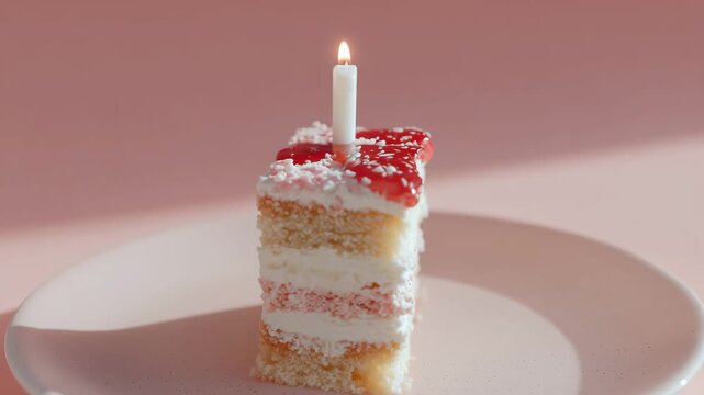 birthday cake with candles, pink