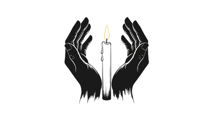 Obraz premium Hopeful Hands Cupping a Lit Candle, Symbolizing Guidance, Hope, and Inner Light
