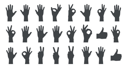 Fototapeta premium Collection of Diverse Hand Gestures in Silhouette for Communication and Expression