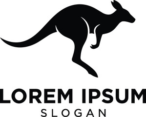 Kangaroo silhouette logo jumping animal symbol for Australia wildlife sport energy modern creative branding vector illustration