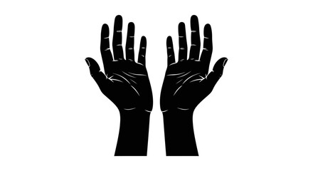 Obraz premium Silhouette of Open Hands Reaching Upwards, Symbolizing Hope, Prayer, or Connection